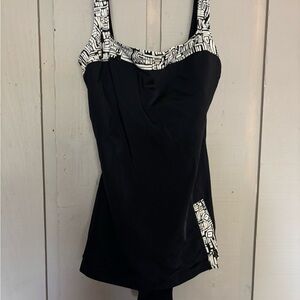 Black and White Women Swim One Piece